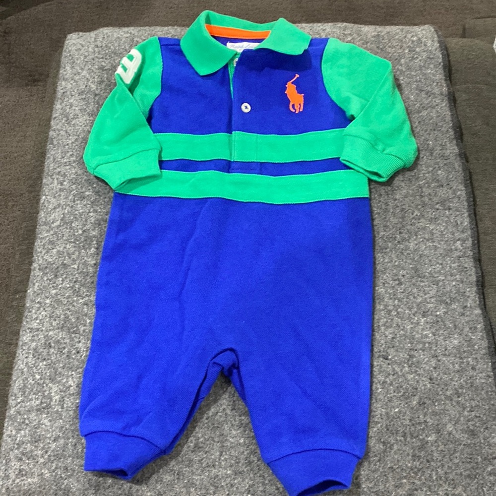 Ralph Lauren One piece onsie blue / green long sleeve size 3months new